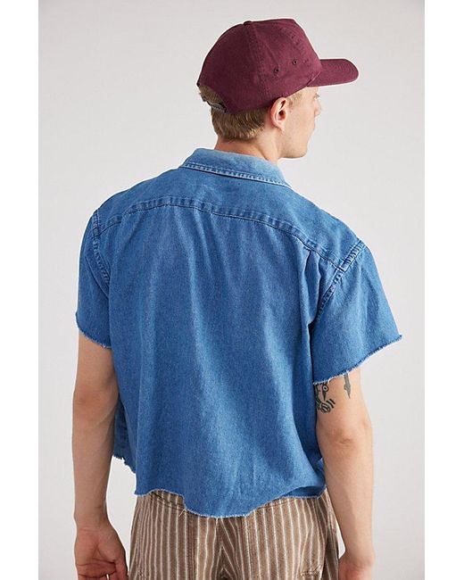Urban Renewal Blue Remade Cropped Chambray Button-Down Shirt for men