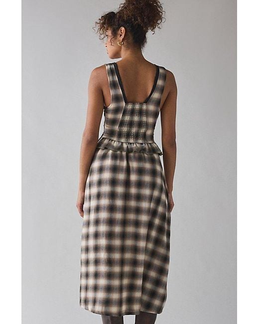 Urban Outfitters Multicolor Uo Perfectly Plaid Lace-Up Ruffle Midi Dress