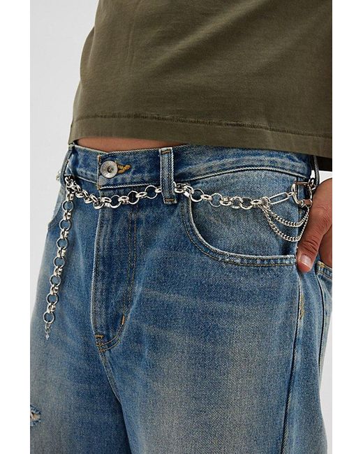 Urban Outfitters Blue Chunky Chain Carabiner Belt for men