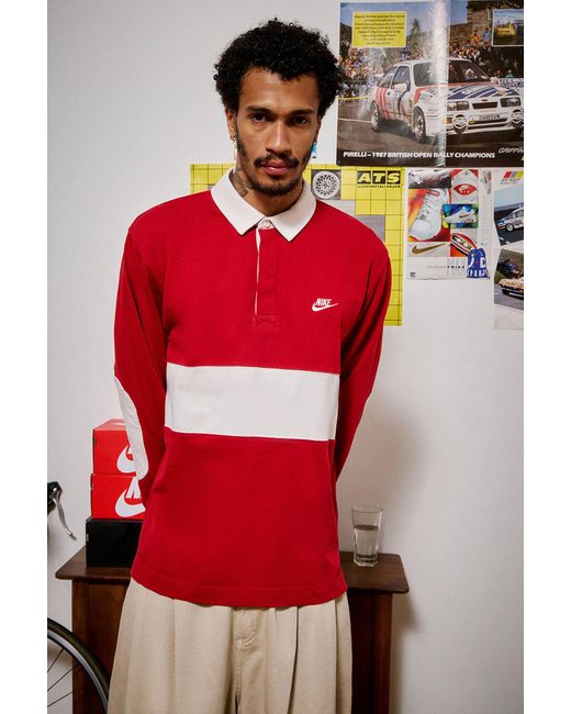 Nike Club Red Long Sleeve Rugby Top for men