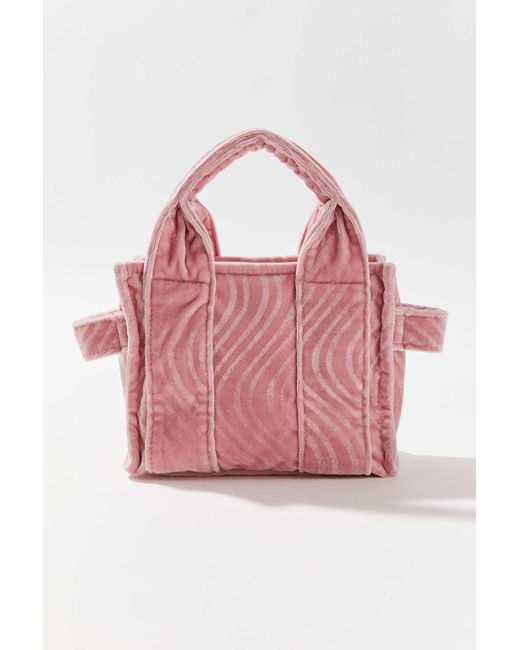 Urban Outfitters Pink Wavy Velvet Mini Tote Bag