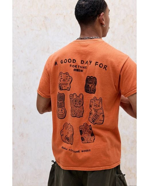 Urban Outfitters Orange Uo Good Day Cat T-shirt for men