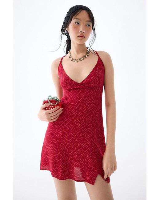 Kimchi Blue Red Kimchi Hana Strappy-Back Halter Mini Dress
