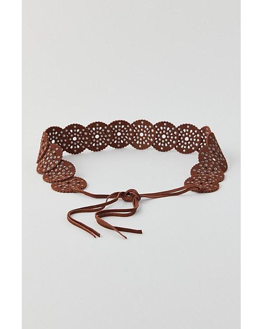 Urban Outfitters Brown Uo Studded Circle Suede Tie Belt
