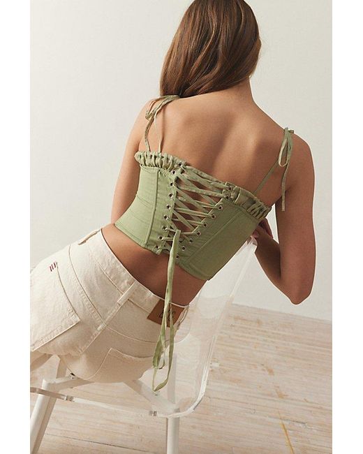 Out From Under Green Sheena Ruffle Lace-Up Corset