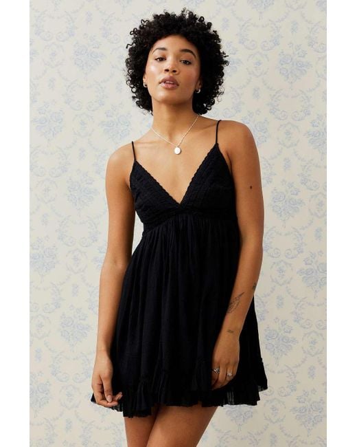 Kimchi Blue Elsie Babydoll Mini Dress in Black | Lyst UK