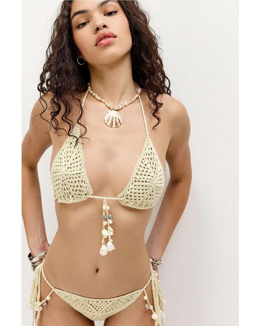 Jaded London Natural Ursule Crochet Bikini Top S At Urban Outfitters