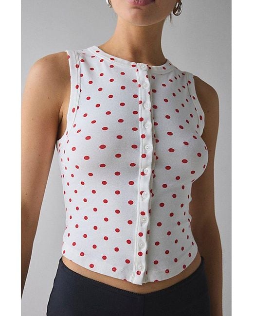 BDG Gray Gigi Knit Button-Down Tank Top