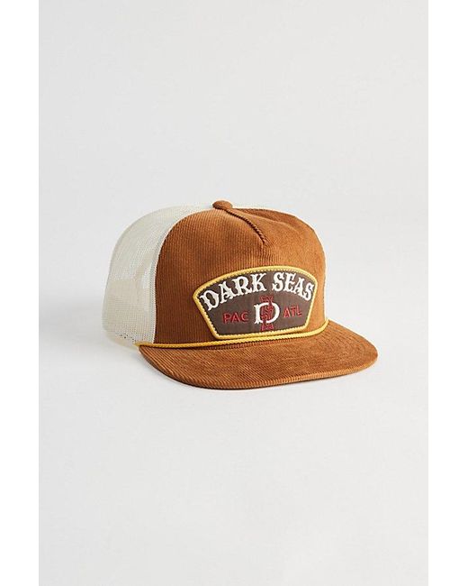 Dark Seas Brown Lyon Corduroy Trucker Hat for men