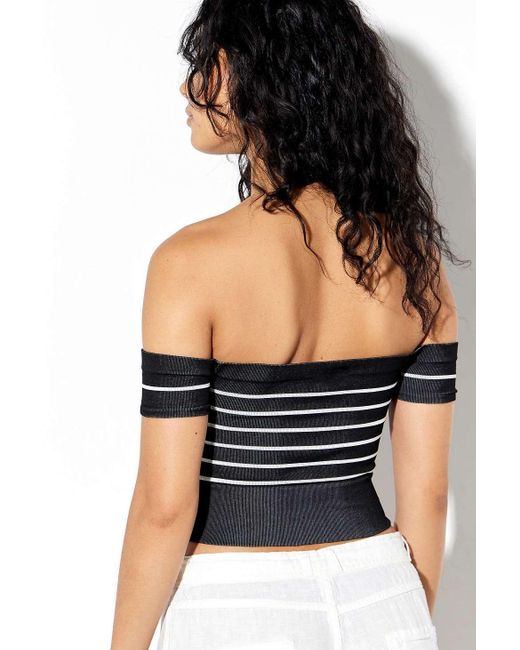 Urban Outfitters Blue Uo Sara Bretton Stripe Off-the-shoulder Top