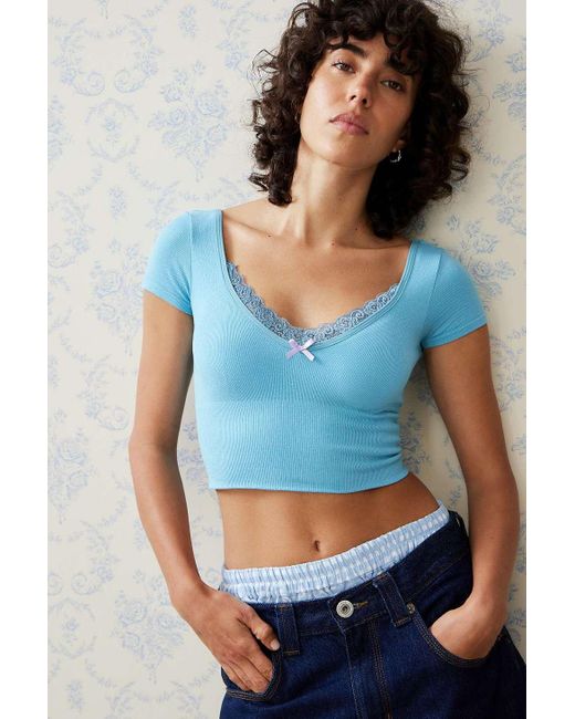 Urban Outfitters Blue Uo Shade Sweetheart Top