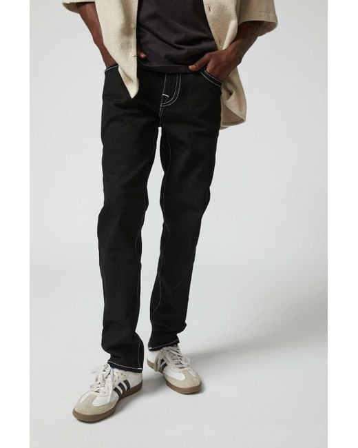 True Religion Black Ricky Painted Logo Straight Leg Jean In Vintage Denim Dark,at Urban Outfitters for men