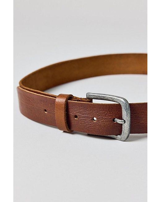 Urban Outfitters Brown Ribbed Trim Slim Leather Belt for men