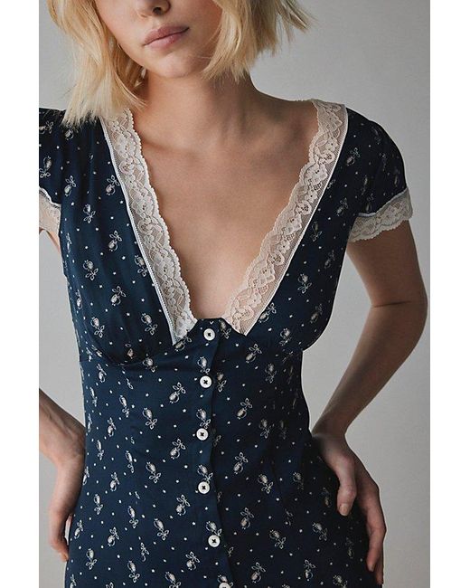 kimchi blue martina lace trim button-front midi dress Lace Trim Button Up Gown Kimchi Blue Martina Lace Trim Button-Front Midi Dress
