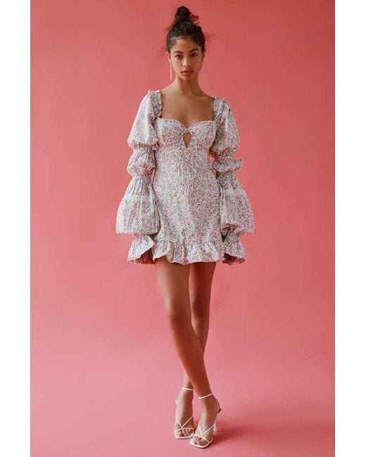 For Love & Lemons Pink Luca Floral Mini Dress