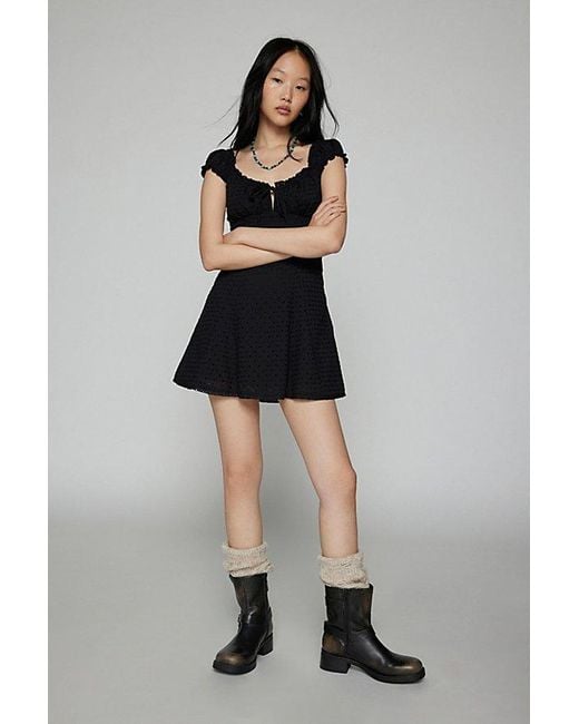 Urban Outfitters Black Uo Blair Eyelet Mini Dress