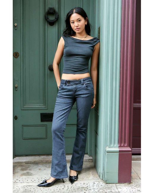 BDG Green Brooke Low-rise Bootcut Flare Pinstripe Jeans