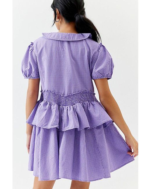 Urban Outfitters Purple Uo Claire Ruffled Babydoll Mini Dress