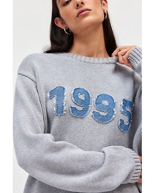 Vintage & ReMADE by UO Blue Remade By Uo 1995 Denim Patch Sweater