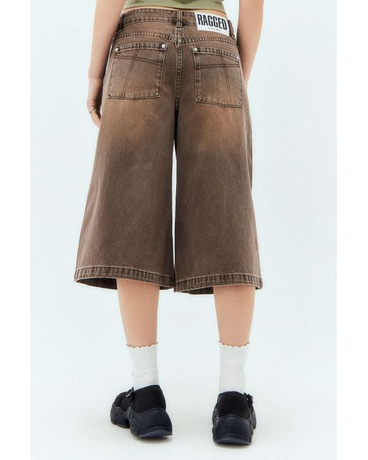 The Ragged Priest Washed Brown Release Denim Shorts