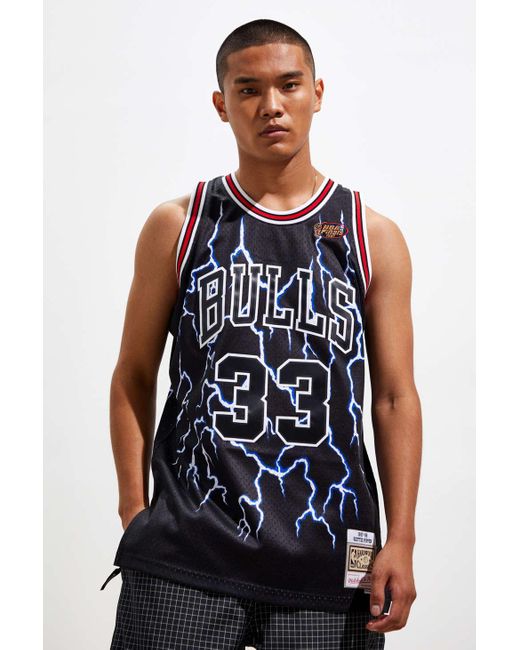 Mitchell & Ness Blue Chicago Bulls Scottie Pippen Lightning Basketball Jersey for men