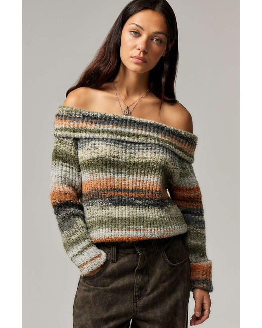 Daisy Street Orange Off-the-shoulder Knit Jumper