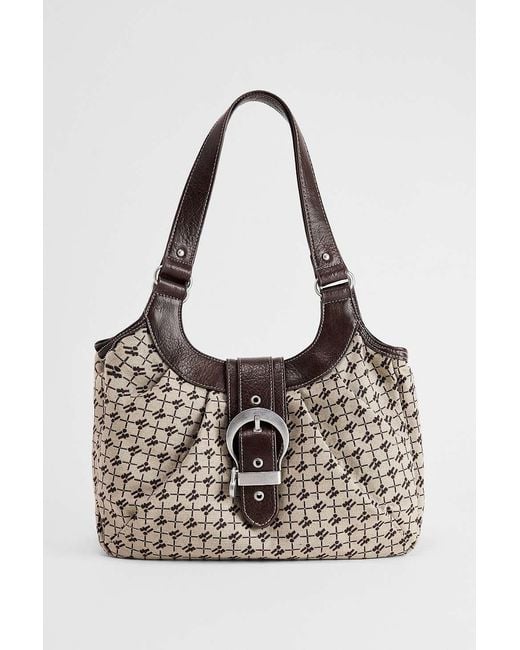 iets frans White Monogram Buckle Slouch Shoulder Bag
