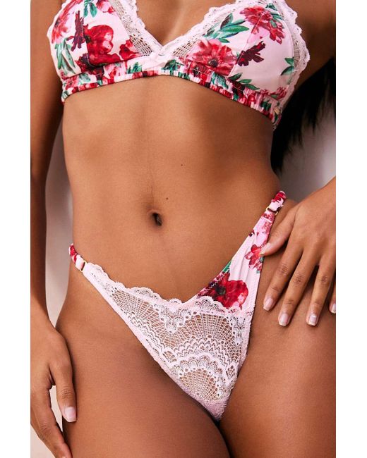 We Are We Wear Orange Floral Lace Thong S At Urban Outfitters