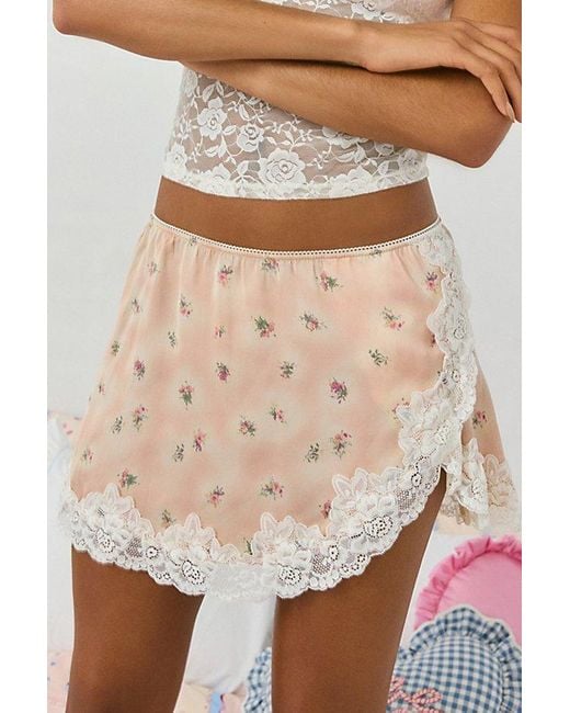 Out From Under Orange Luccia Lace Trim Mini Slip Skirt