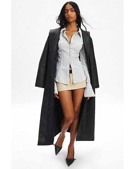 Urban Outfitters Black Uo Leilani Slim Button Up Shirt Top