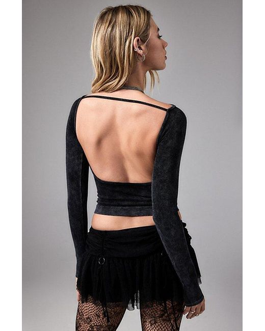Urban Outfitters Black Uo Alicia Backless Long Sleeve Tee