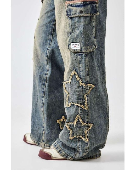 BDG Gray Cyber Stone Tinted Star Applique Y2k Cargo Jeans