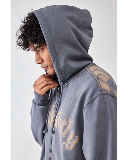 Ed Hardy Uo exclusive - hoodie mit reißverschluss und foto-print in Gray für Herren