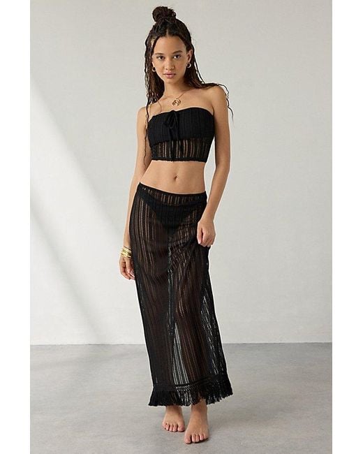 Urban Outfitters Black Uo Under The Sun Semi-Sheer Knit Tube Top + Maxi Skirt Set