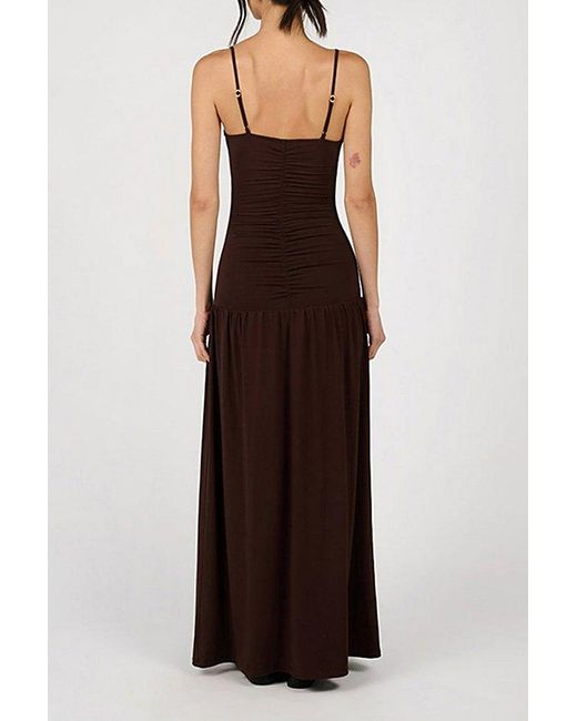 WeWoreWhat Brown Ruched Drop Waist Maxi Dress
