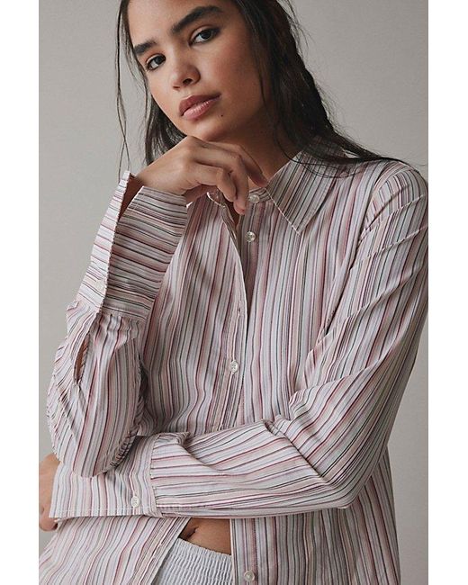 Urban Outfitters Gray Uo Leilani Slim Button Up Shirt Top
