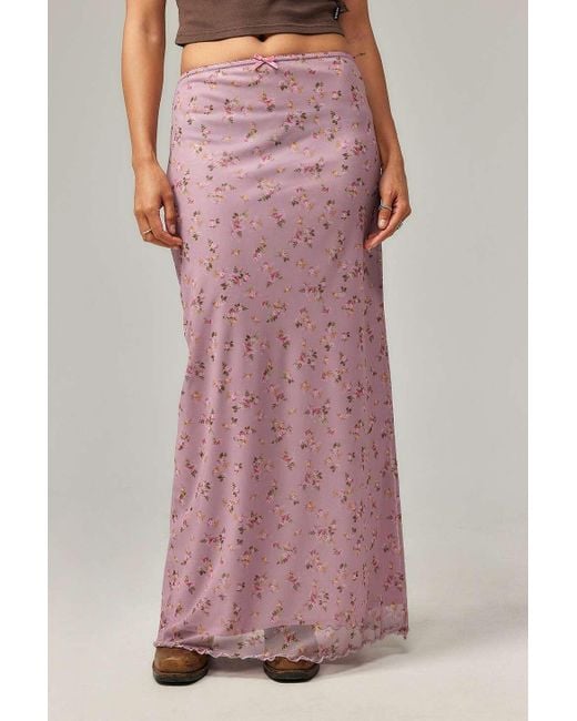 Urban Outfitters Pink Uo Floral Maxi Skirt