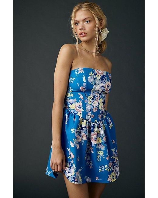 Kimchi Blue Black Sugar Plum Strapless Corset Mini Dress