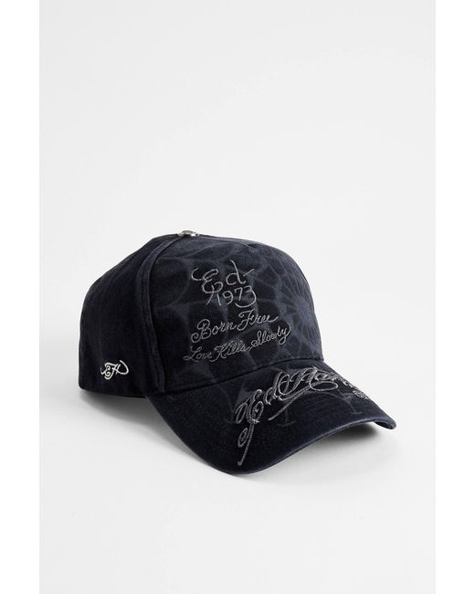Ed Hardy Blue Spiderweb Trucker Cap