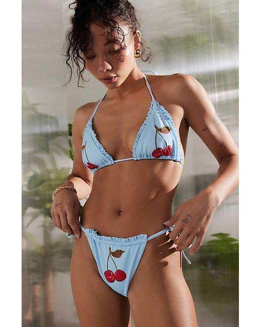 Out From Under Blue Leigh Ruffle String Bikini Bottom, '