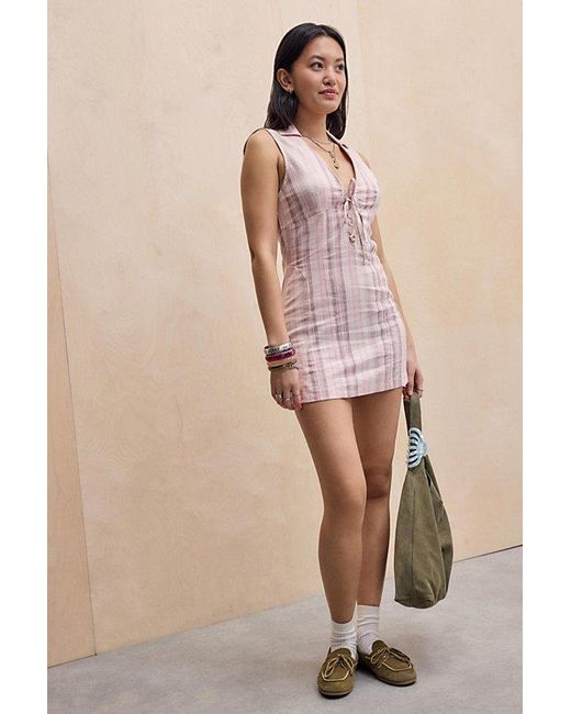 Kimchi Blue Pink Simone Lace Up Mini Dress