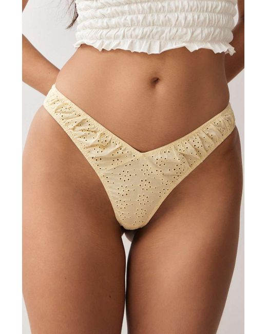 We Are We Wear Brown Broderie Thong