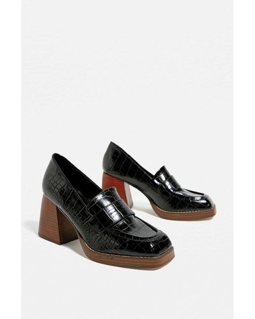 Shellys London Black Shelly's London Waterfall Stack Heeled Slip-on Loafers