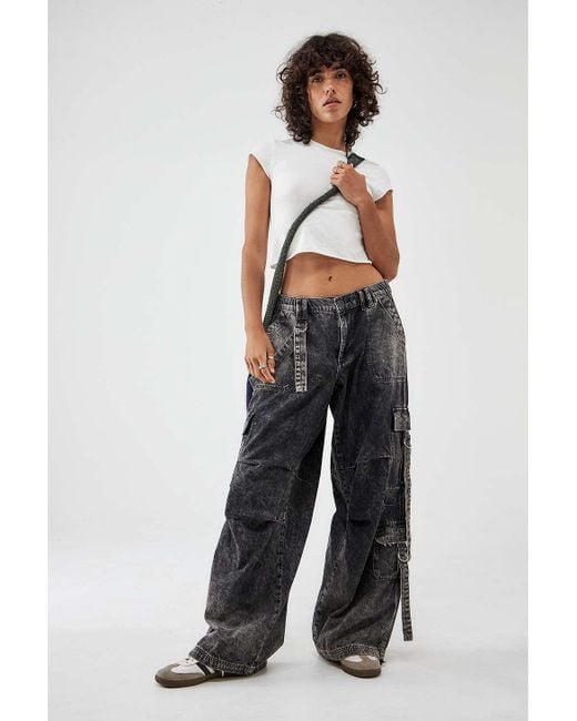 BDG Strappy Baggy Cargo Black Pants