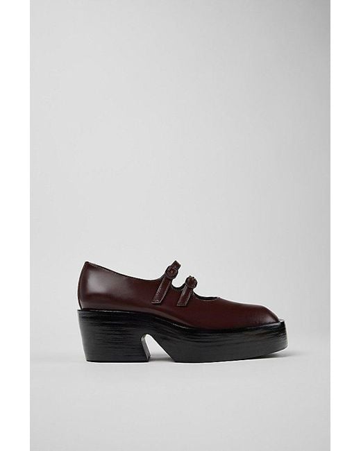 Camper Black Billie Leather Platform Mary Jane Heel