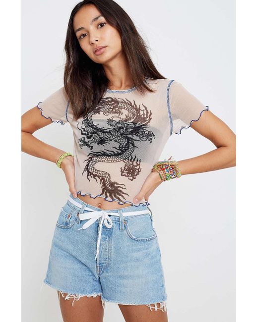 Urban Outfitters Multicolor Uo '90s Dragon Mesh Lettuce Edge T-shirt