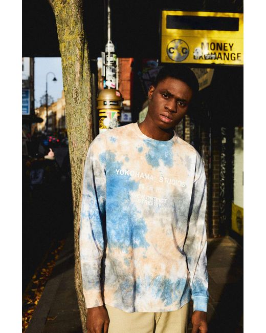 Urban Outfitters Blue Uo Yokohama Studios Tie-dye Long Sleeve T-shirt for men