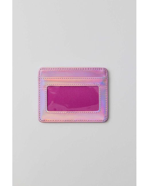 Urban Outfitters Pink Uo Iridescent Cardholder Wallet