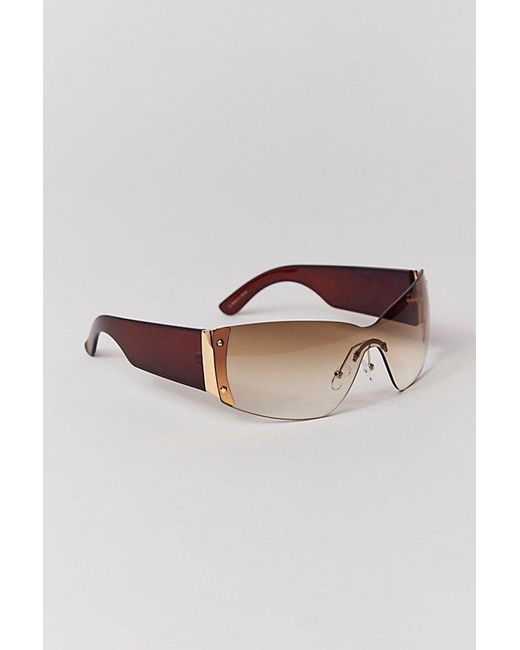 Urban Outfitters Brown Brittney Y2K Shield Sunglasses