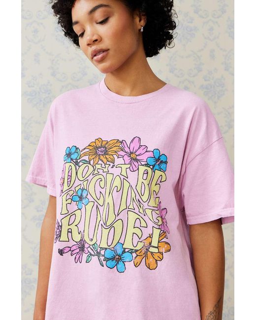 Urban Outfitters Pink Uo Don't Be Rude Dad T-shirt